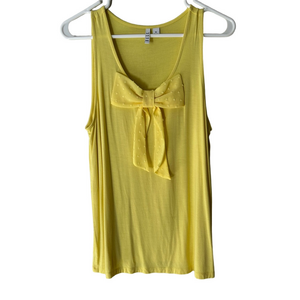 Elle Sleeveless Yellow Tank Top with Bow Detail Size M